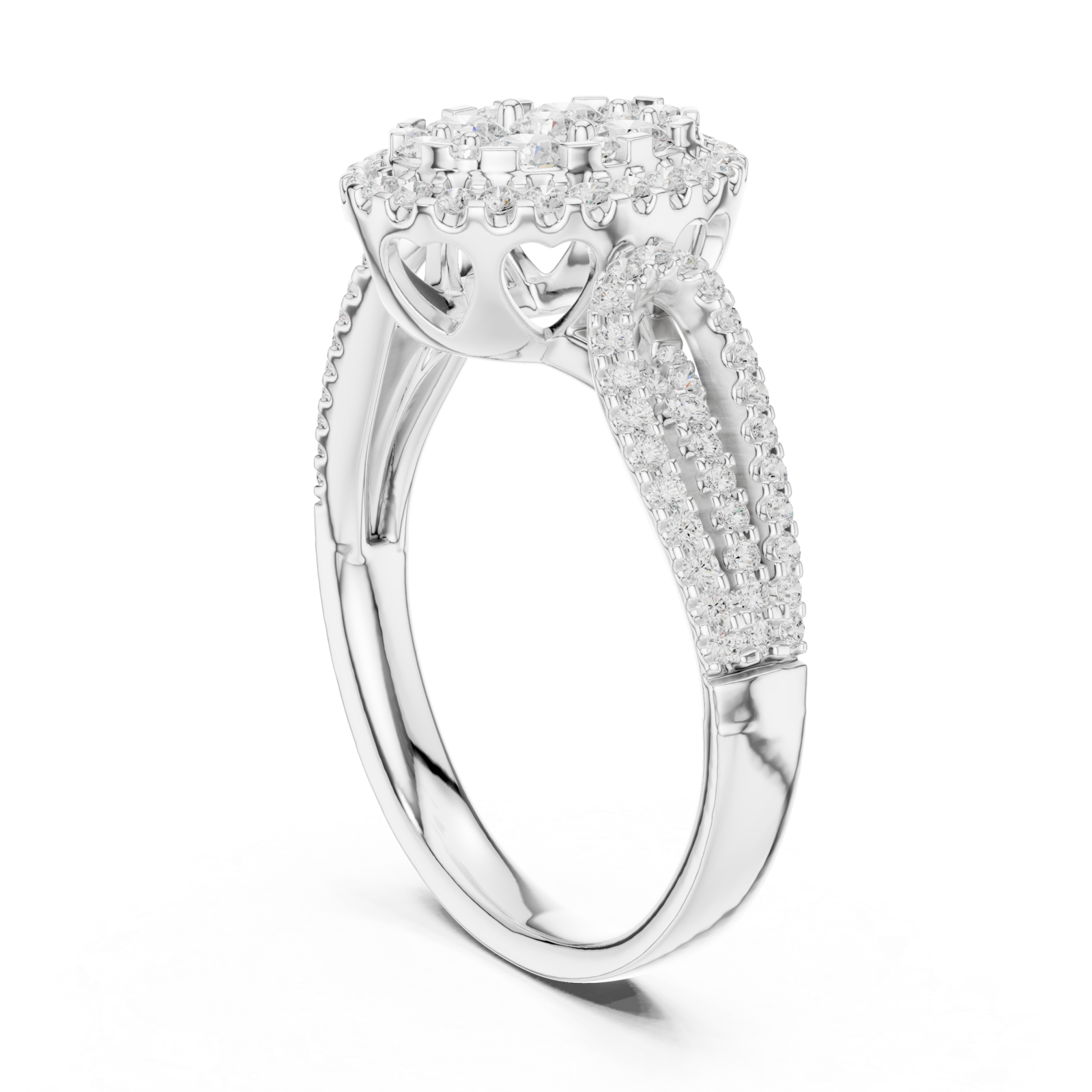  White Gold Regal Blossom Halo Ring Left View