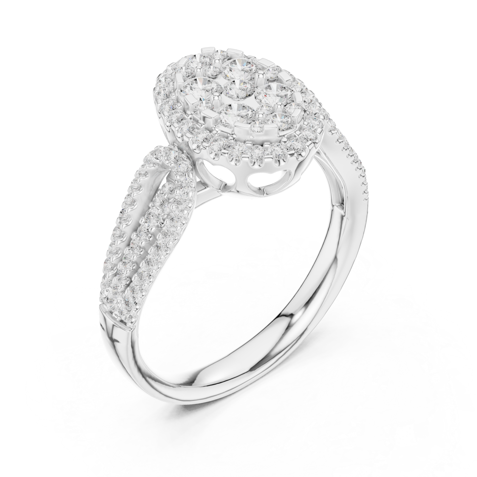  White Gold Regal Blossom Halo Ring Right View