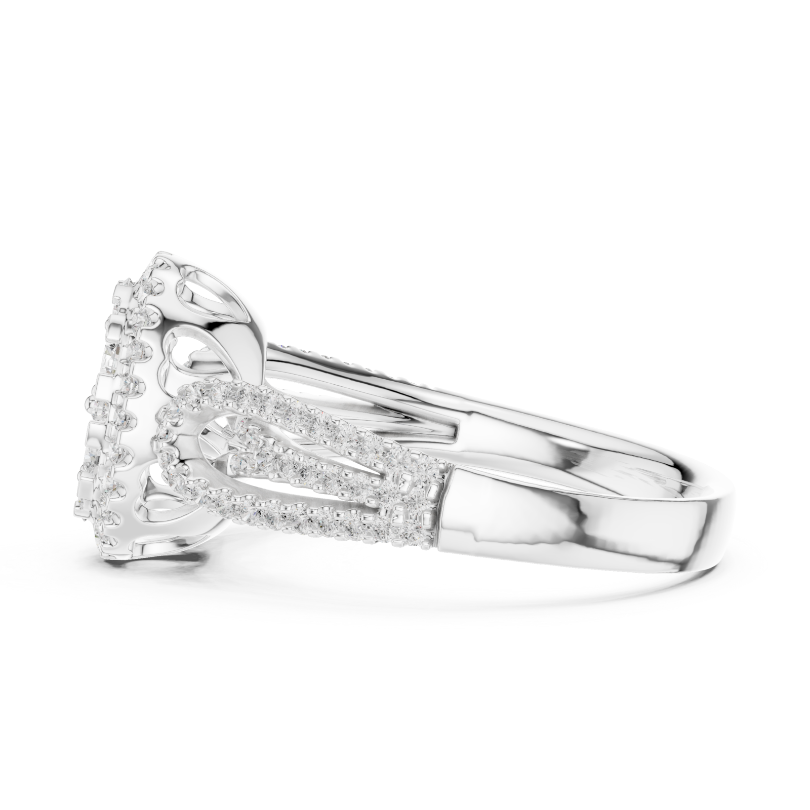  White Gold Regal Blossom Halo Ring Side View