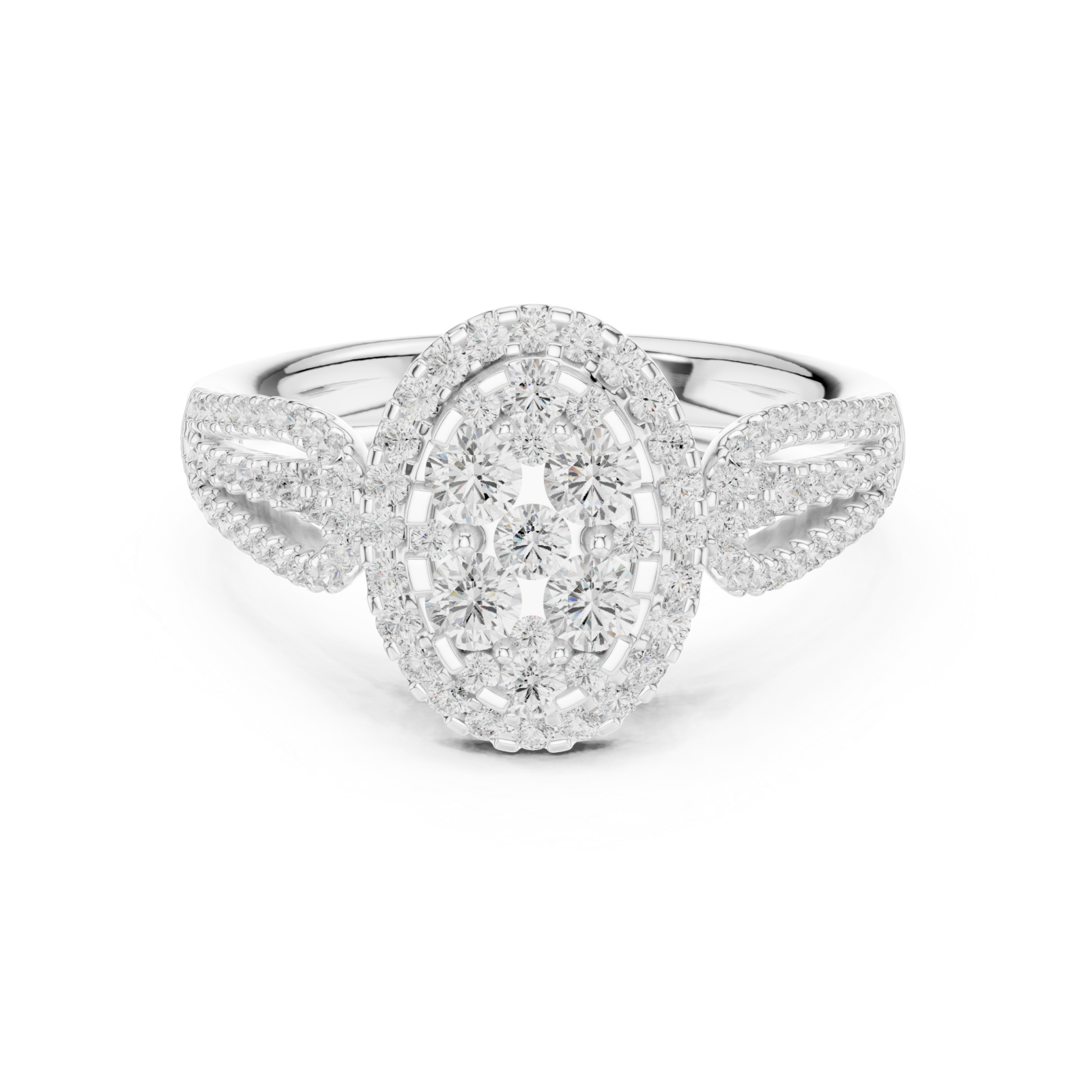  White Gold Regal Blossom Halo Ring Front View