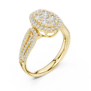 Gold Regal Blossom Halo Ring Right View