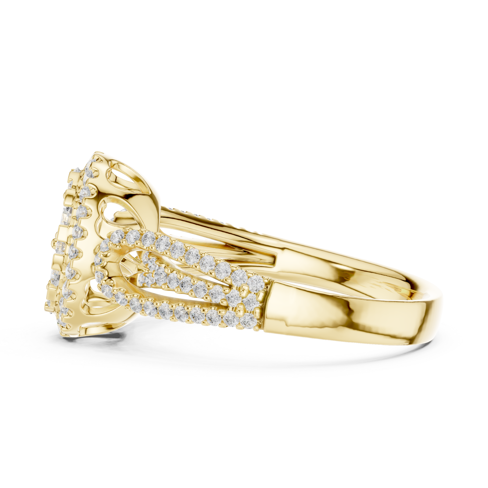  Gold Regal Blossom Halo Ring Side View