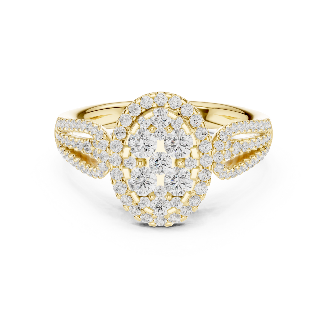 Gold Regal Blossom Halo Ring Right View