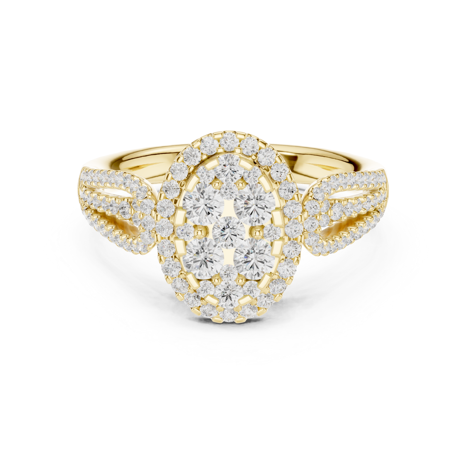  Gold Regal Blossom Halo Ring Front View
