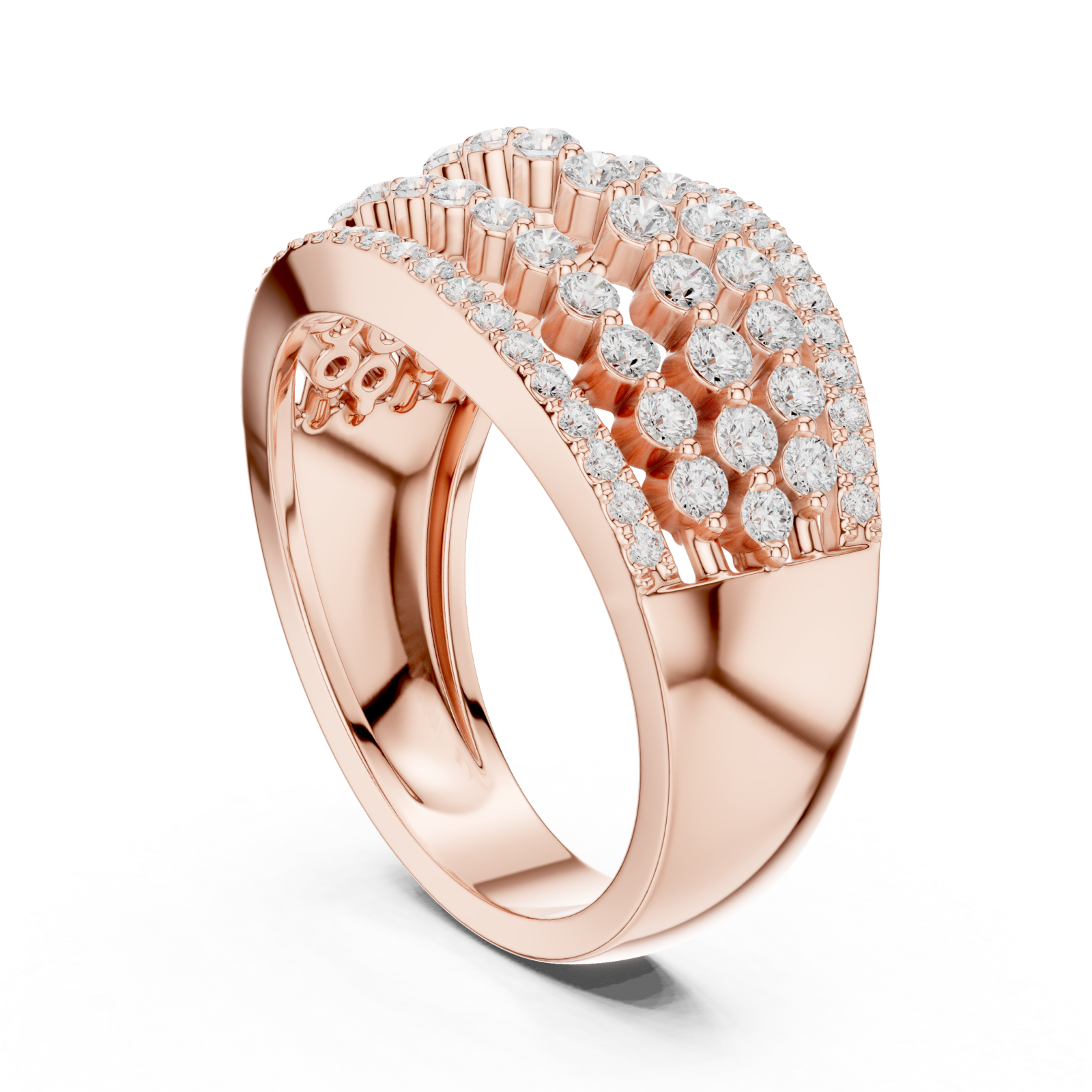  Rose Gold Celestial Cascade Wave Ring Left View