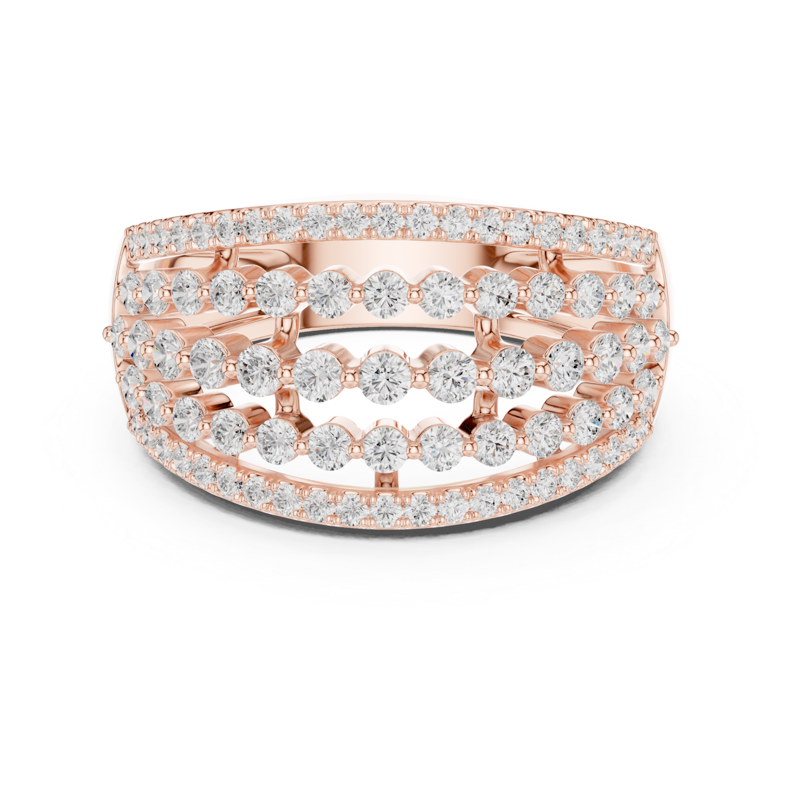  Rose Gold Celestial Cascade Wave Ring Front View