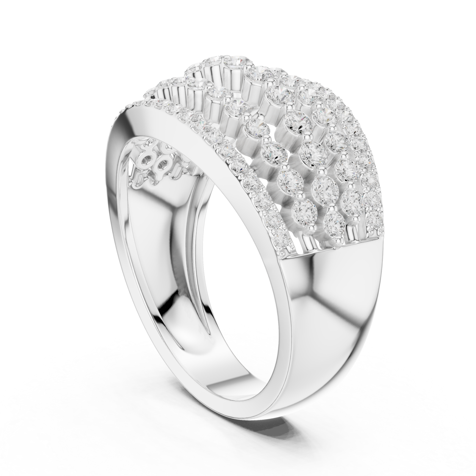  White Gold Celestial Cascade Wave Ring Left View