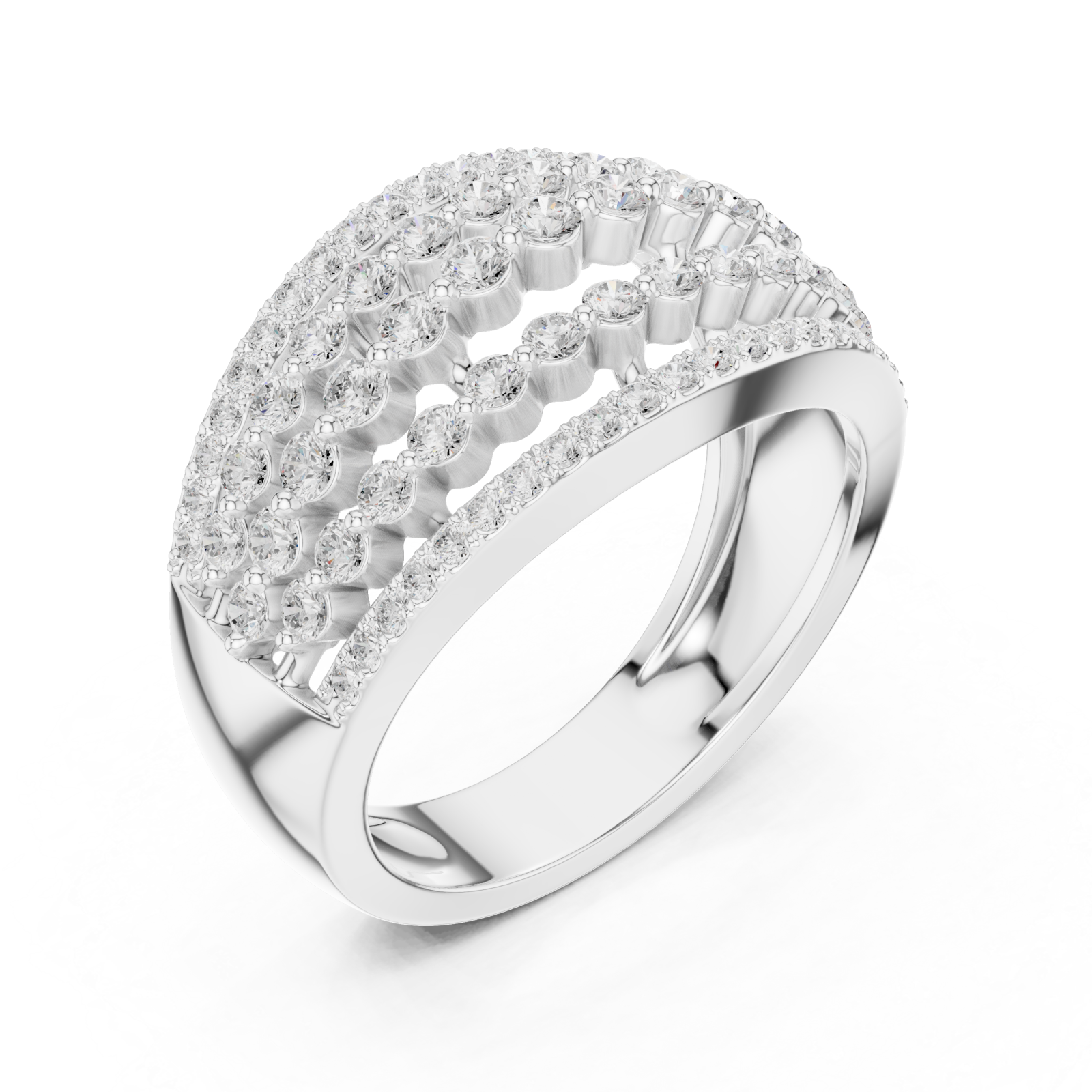  White Gold Celestial Cascade Wave Ring Right View