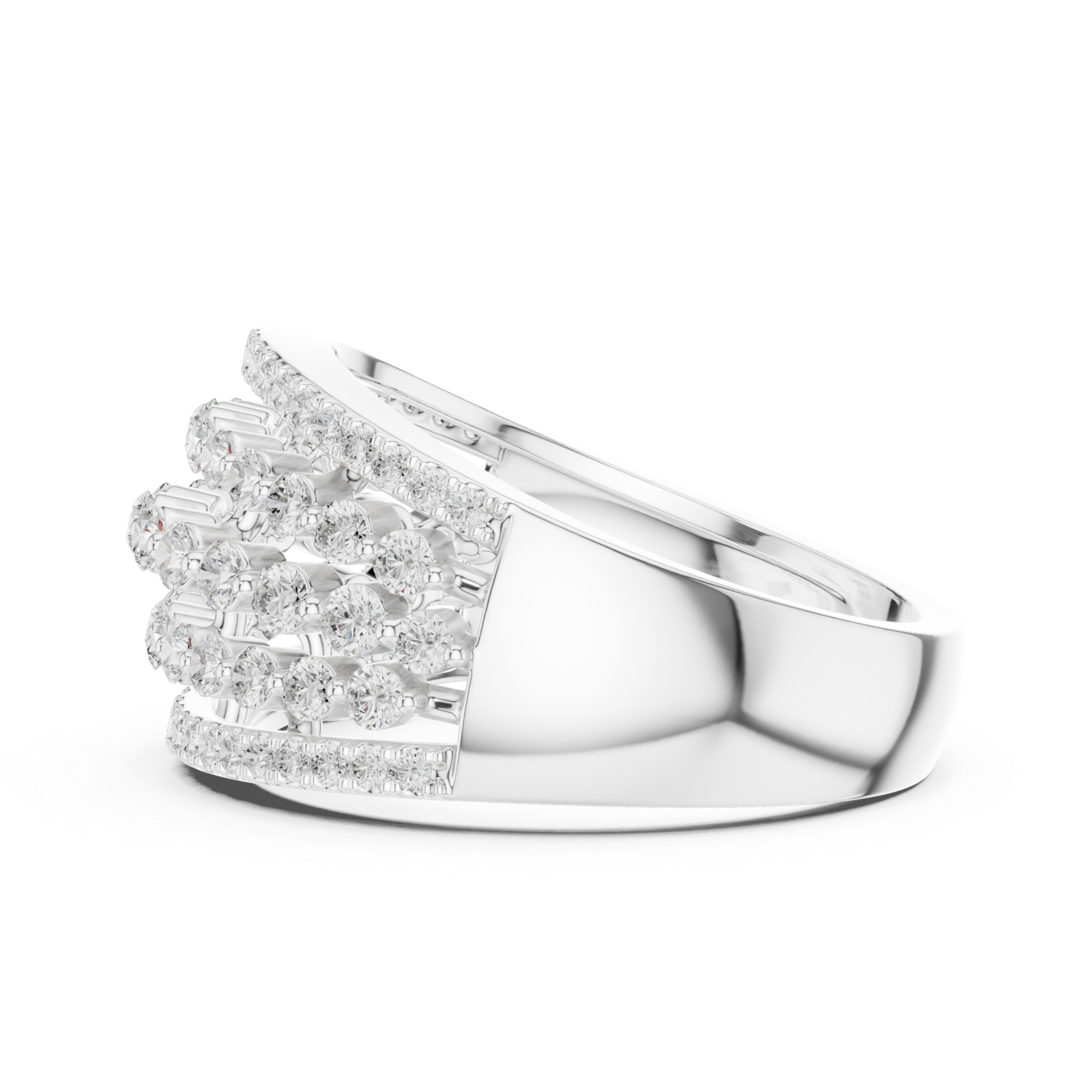  White Gold Celestial Cascade Wave Ring Side View