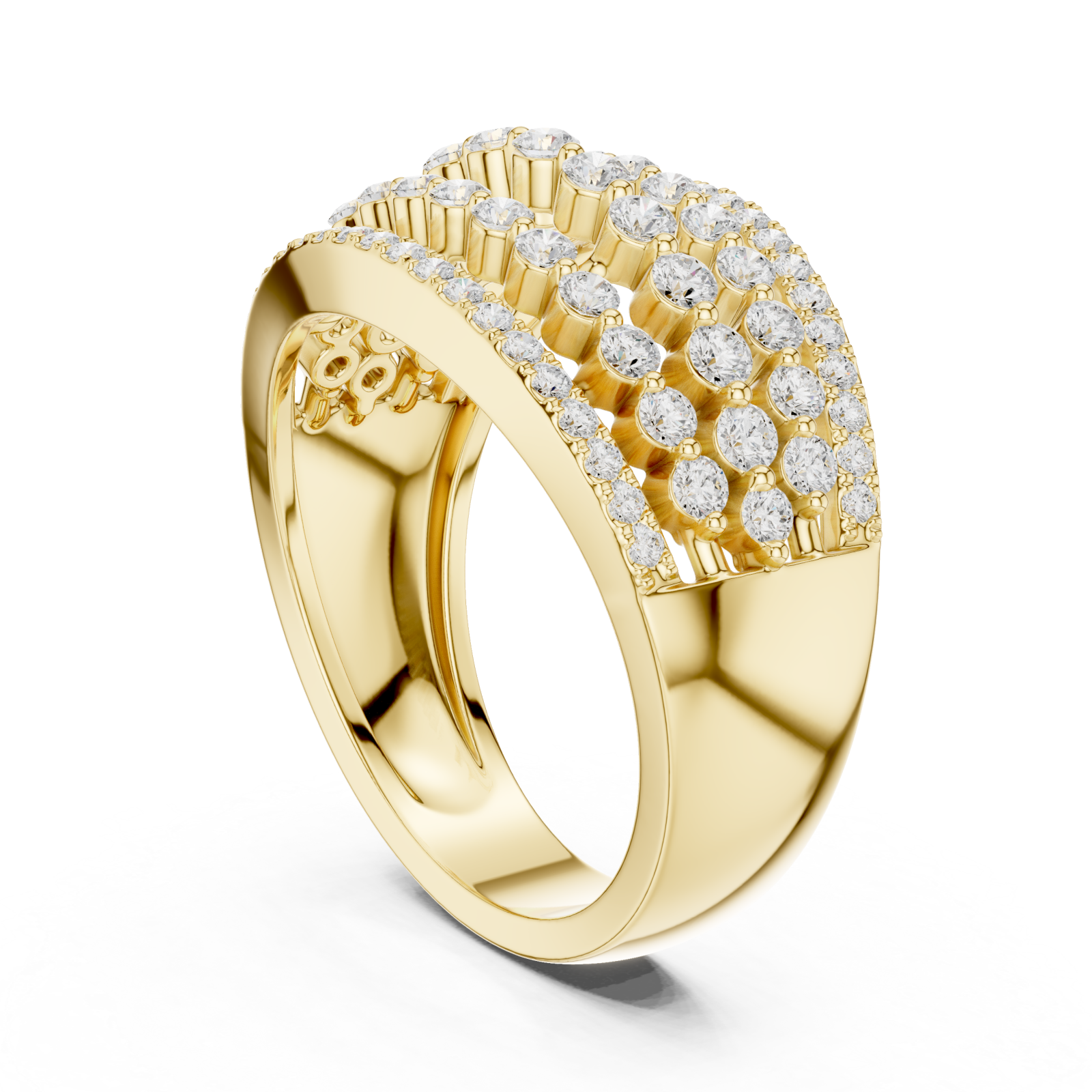  Gold Celestial Cascade Wave Ring Left View