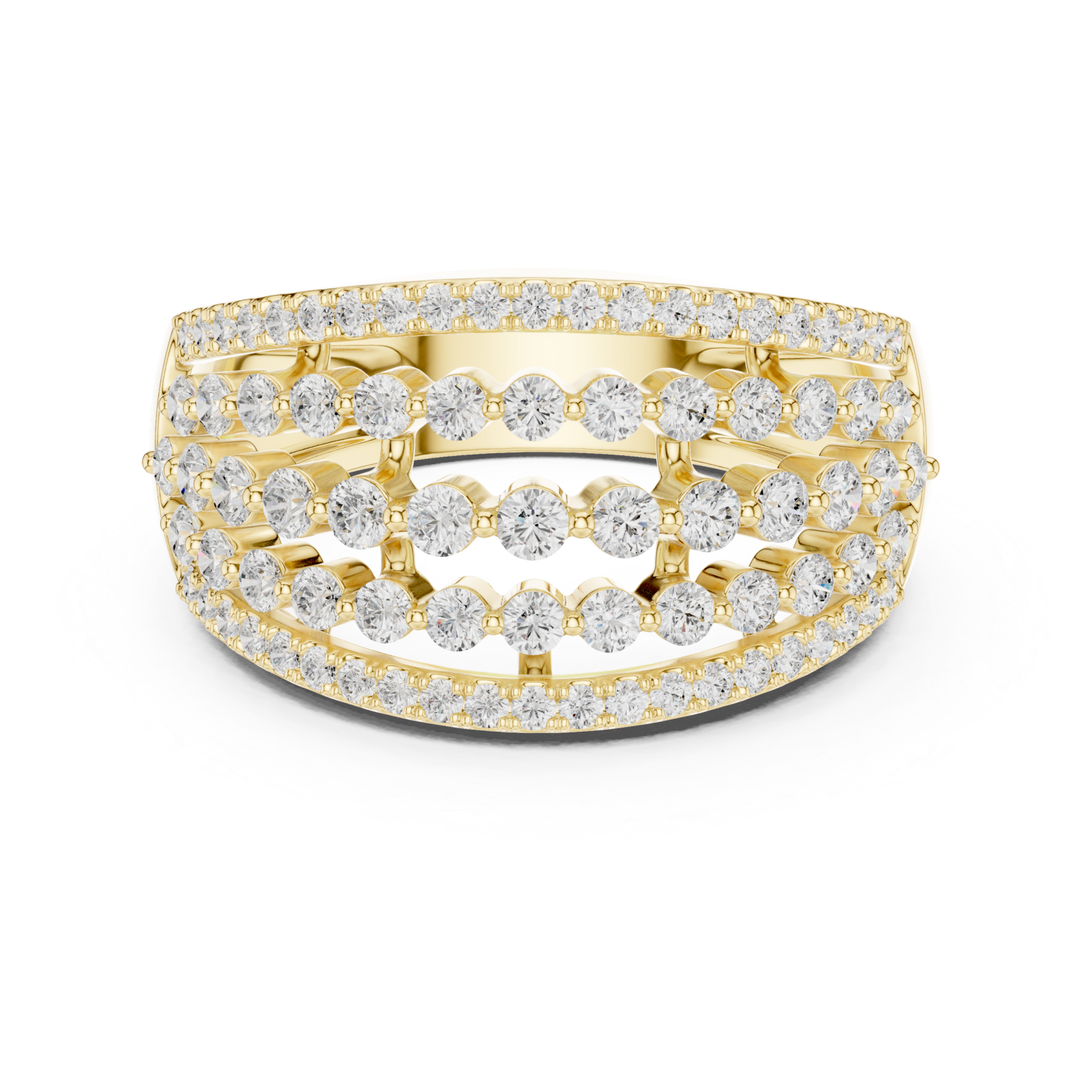  Gold Celestial Cascade Wave Ring Front View