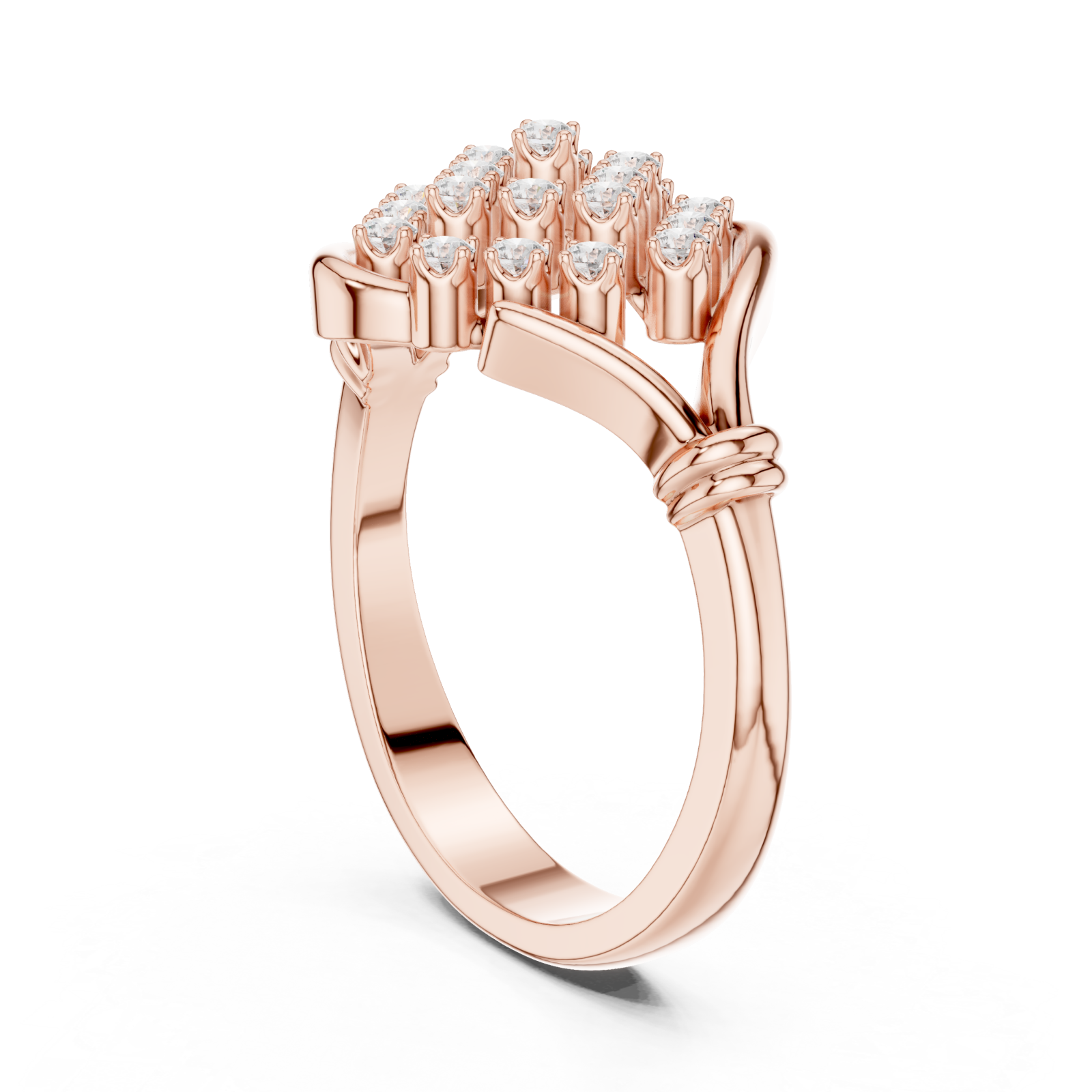  Rose Gold Majestic Cluster Ring Left View