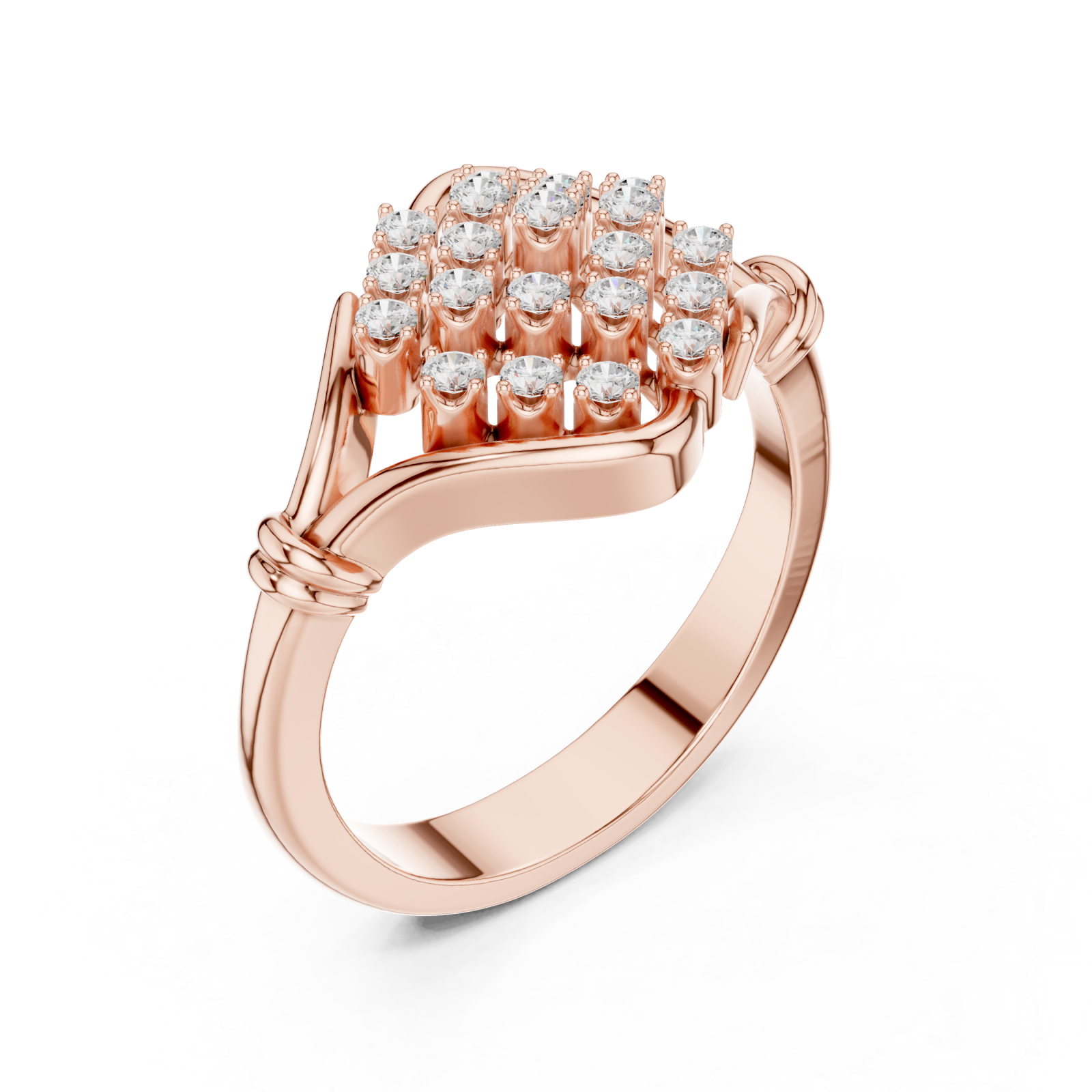  Rose Gold Majestic Cluster Ring Right View