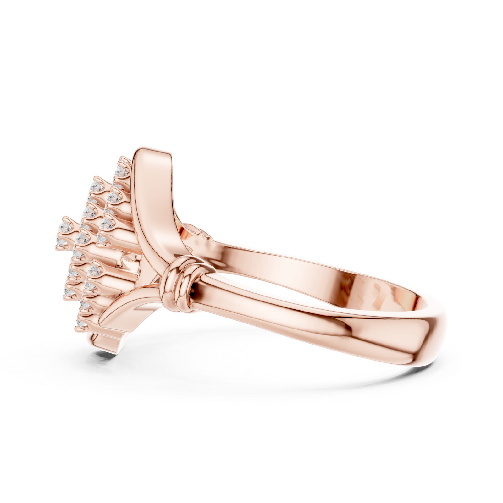  Rose Gold Majestic Cluster Ring Side View