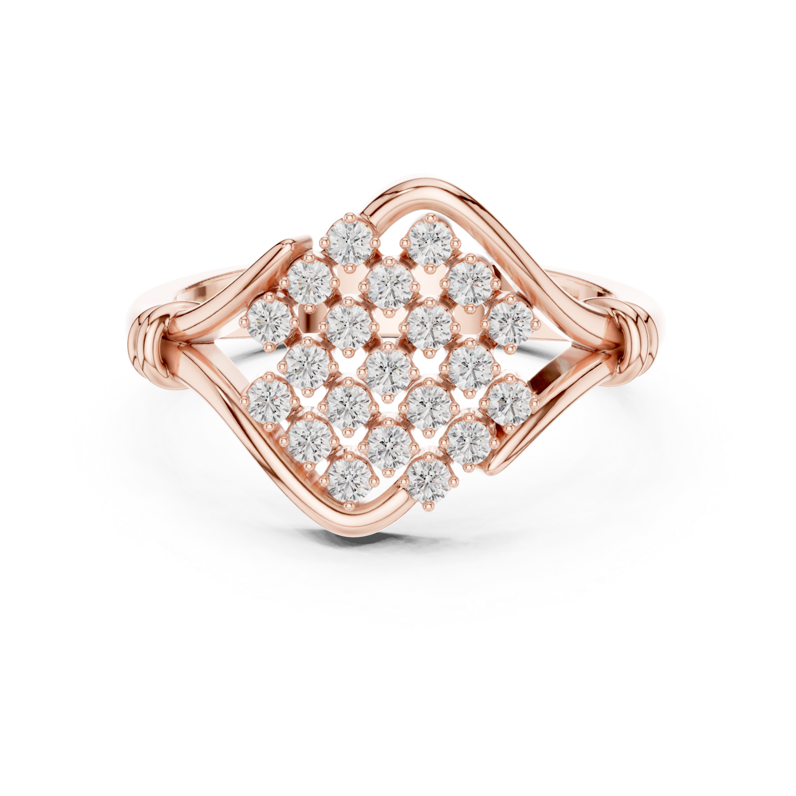  Rose Gold Majestic Cluster Ring Front View