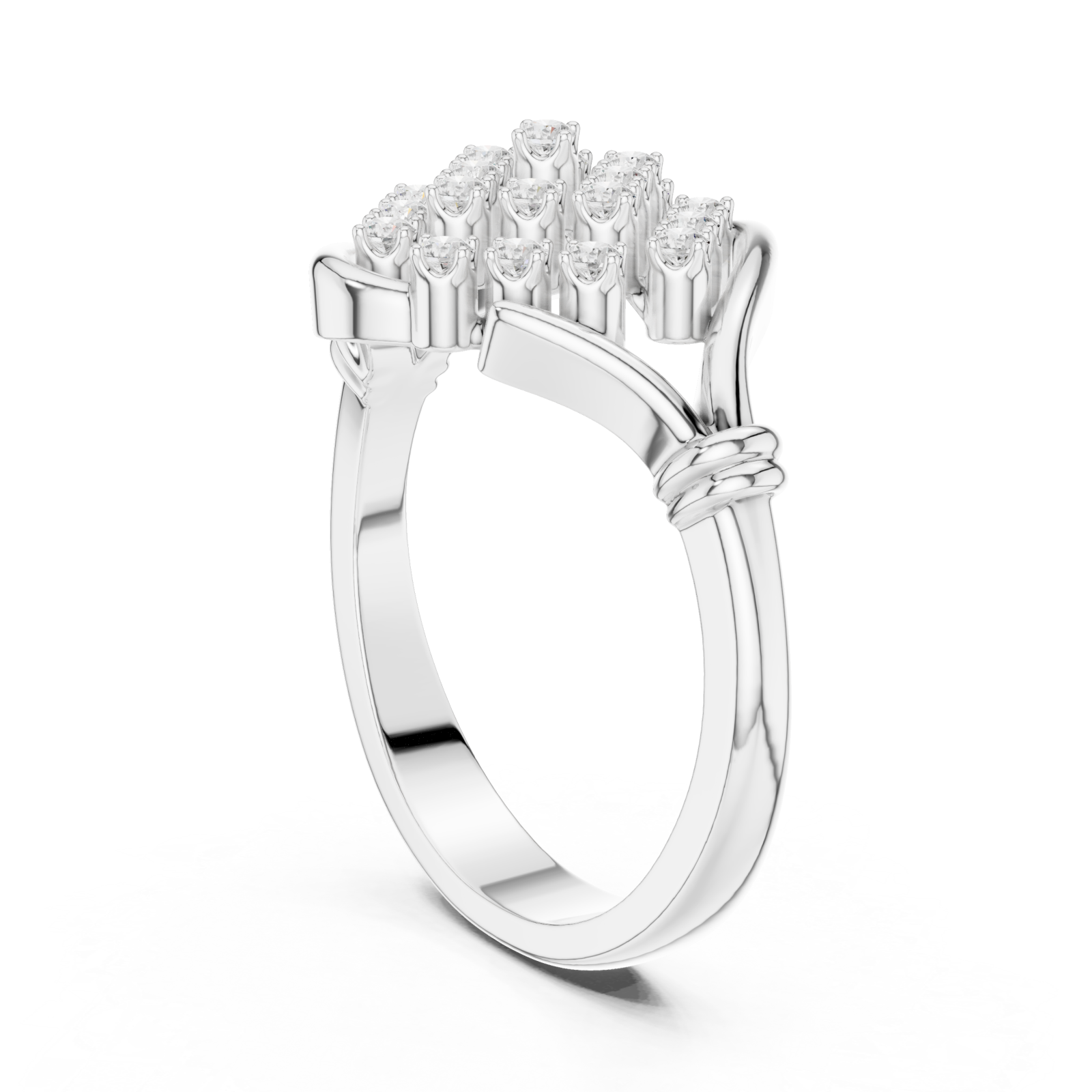  White Gold Majestic Cluster Ring Left View