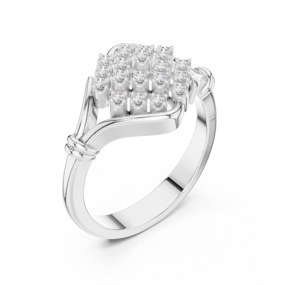  White Gold Majestic Cluster Ring Right View