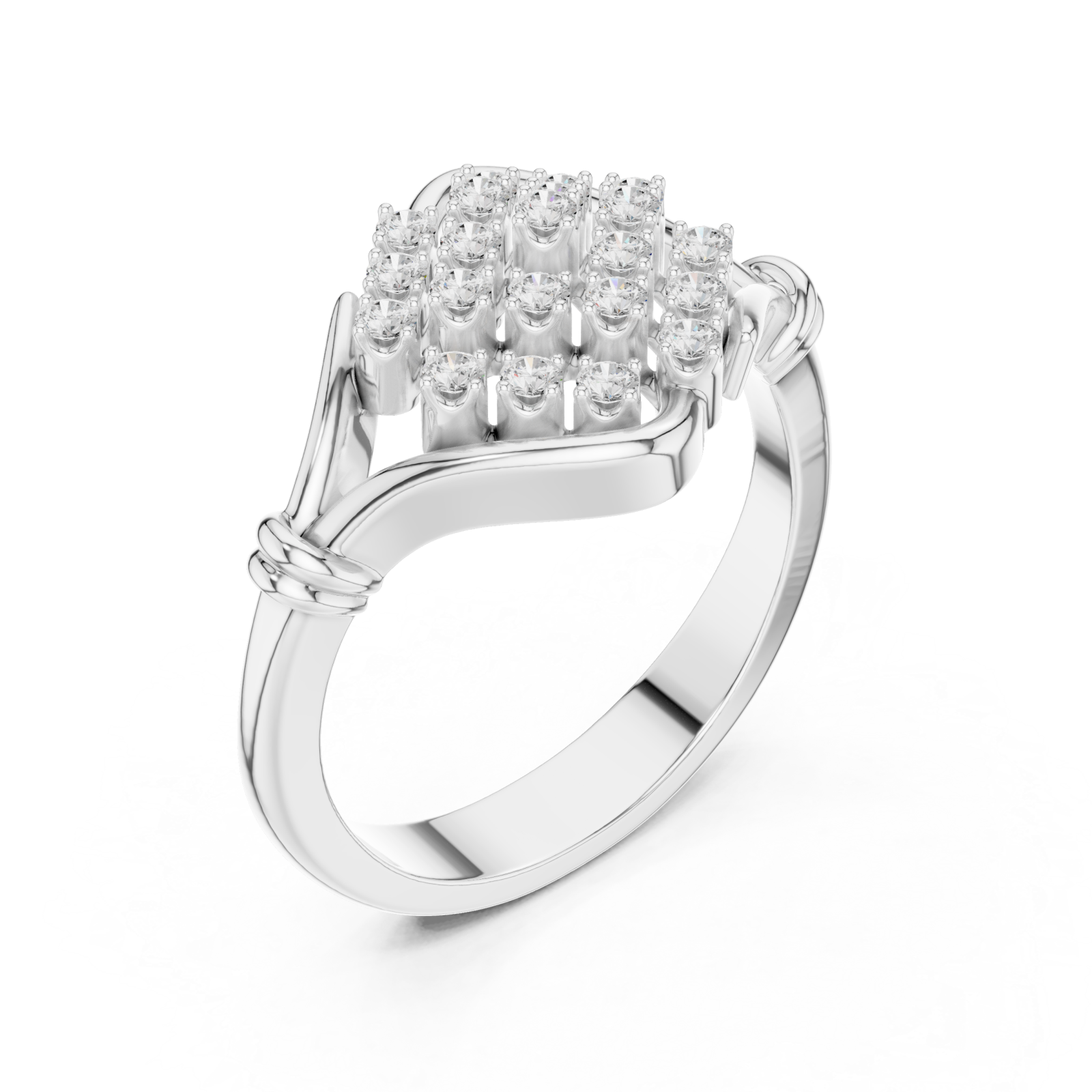  White Gold Majestic Cluster Ring Right View