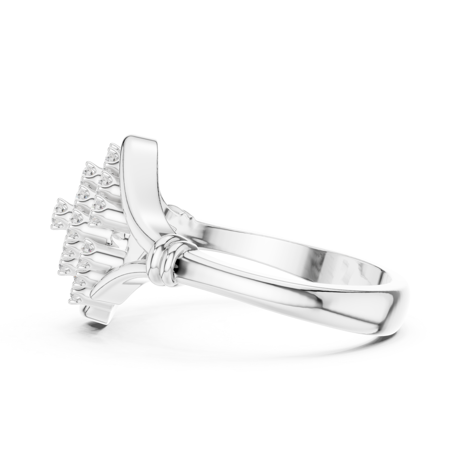  White Gold Majestic Cluster Ring Side View