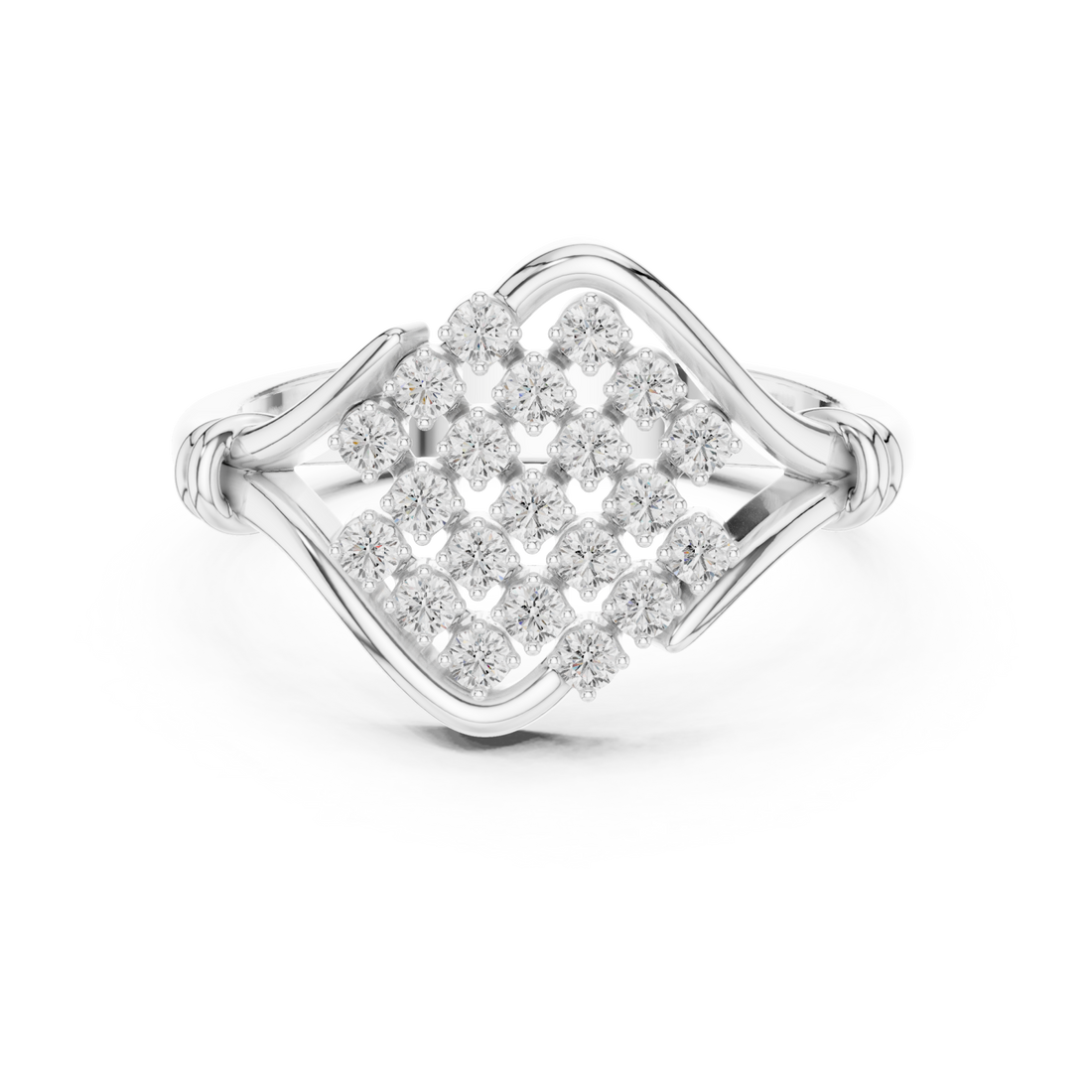  White Gold Majestic Cluster Ring Right View