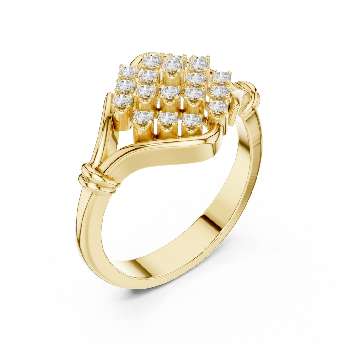 Gold Majestic Cluster Ring Right View