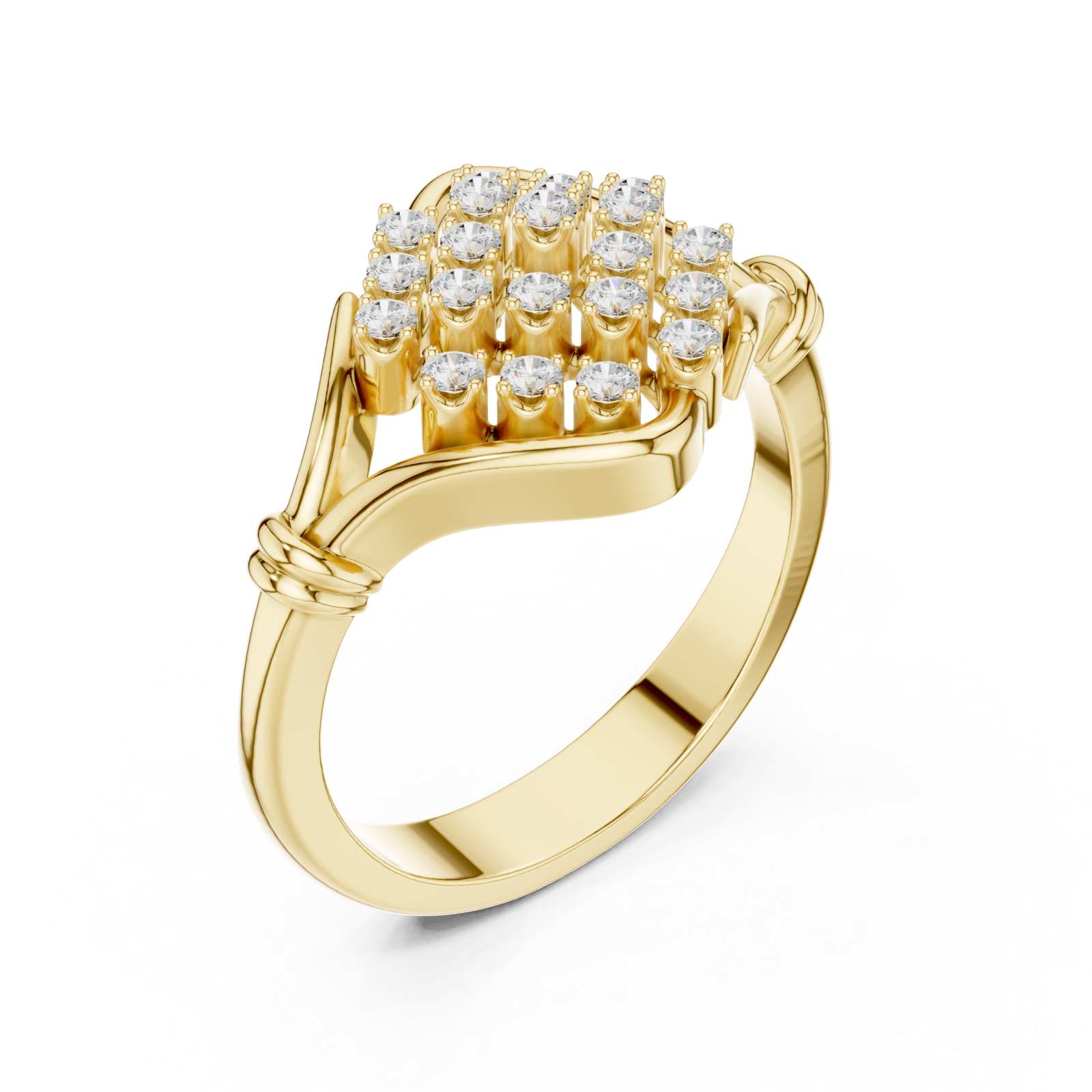 Gold Majestic Cluster Ring Right View