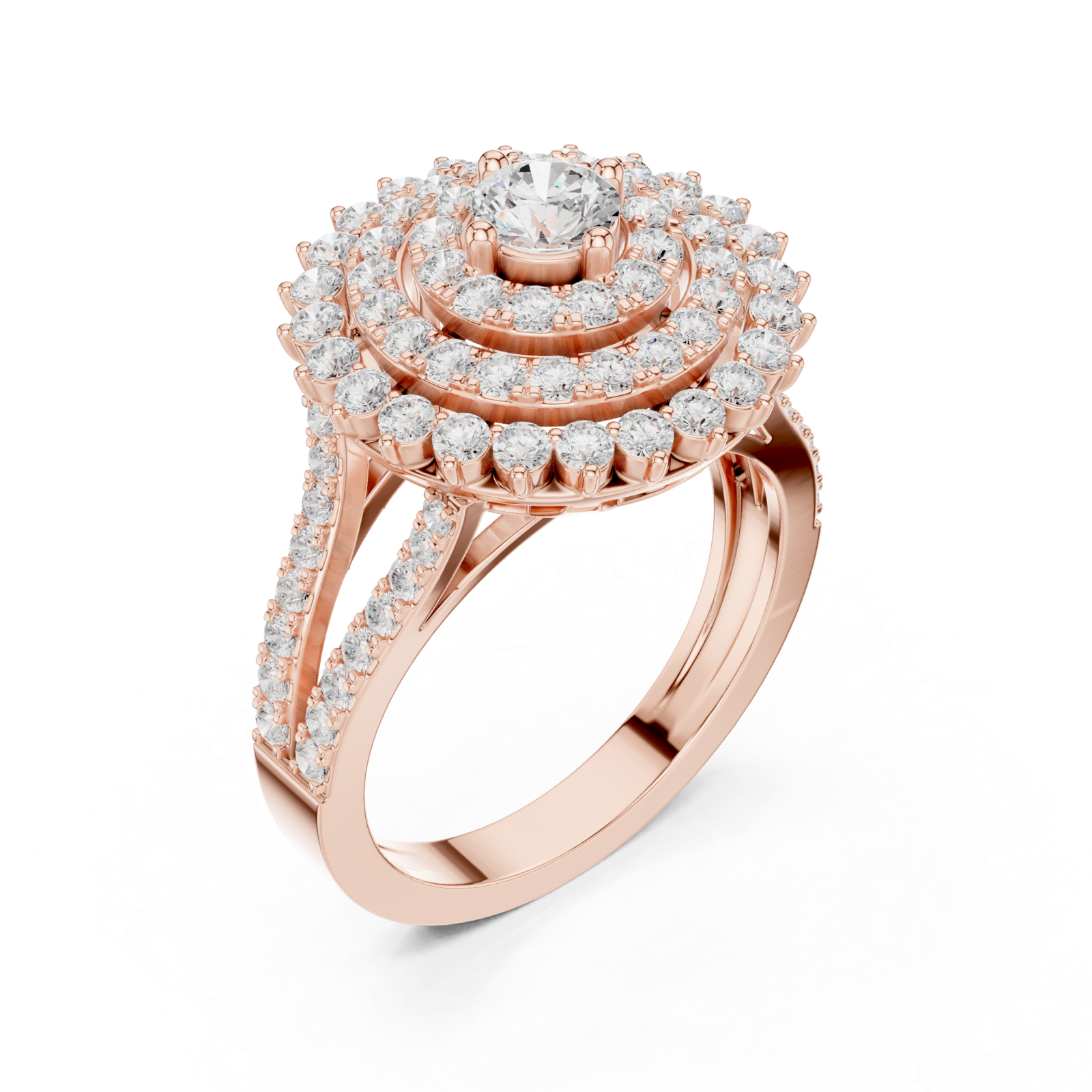  Rose Gold Celestial Halo Double Row Ring Right View