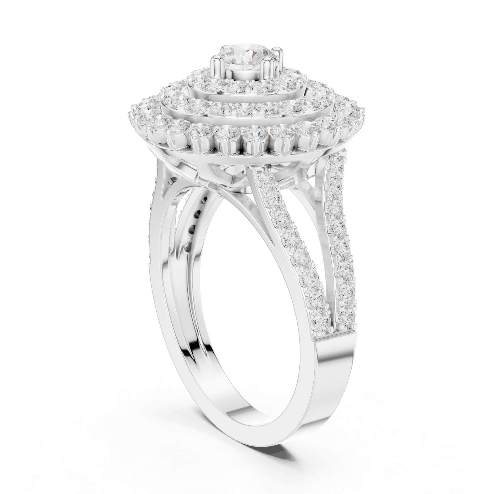  White Gold Celestial Halo Double Row Ring Left View