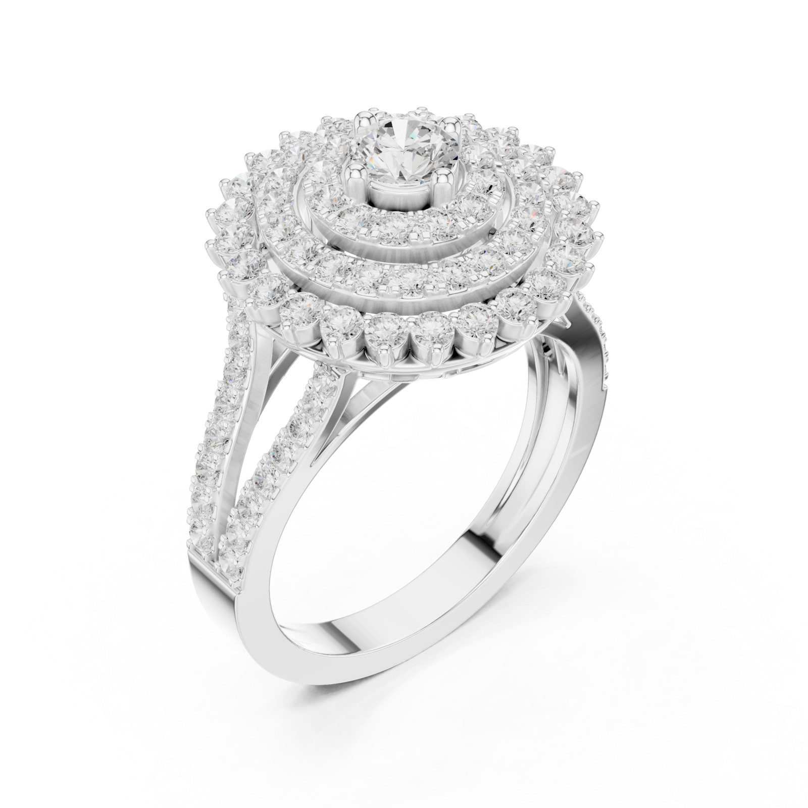  White Gold Celestial Halo Double Row Ring Right View