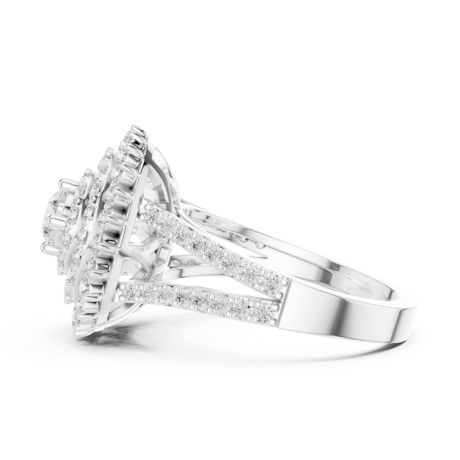  White Gold Celestial Halo Double Row Ring Side View