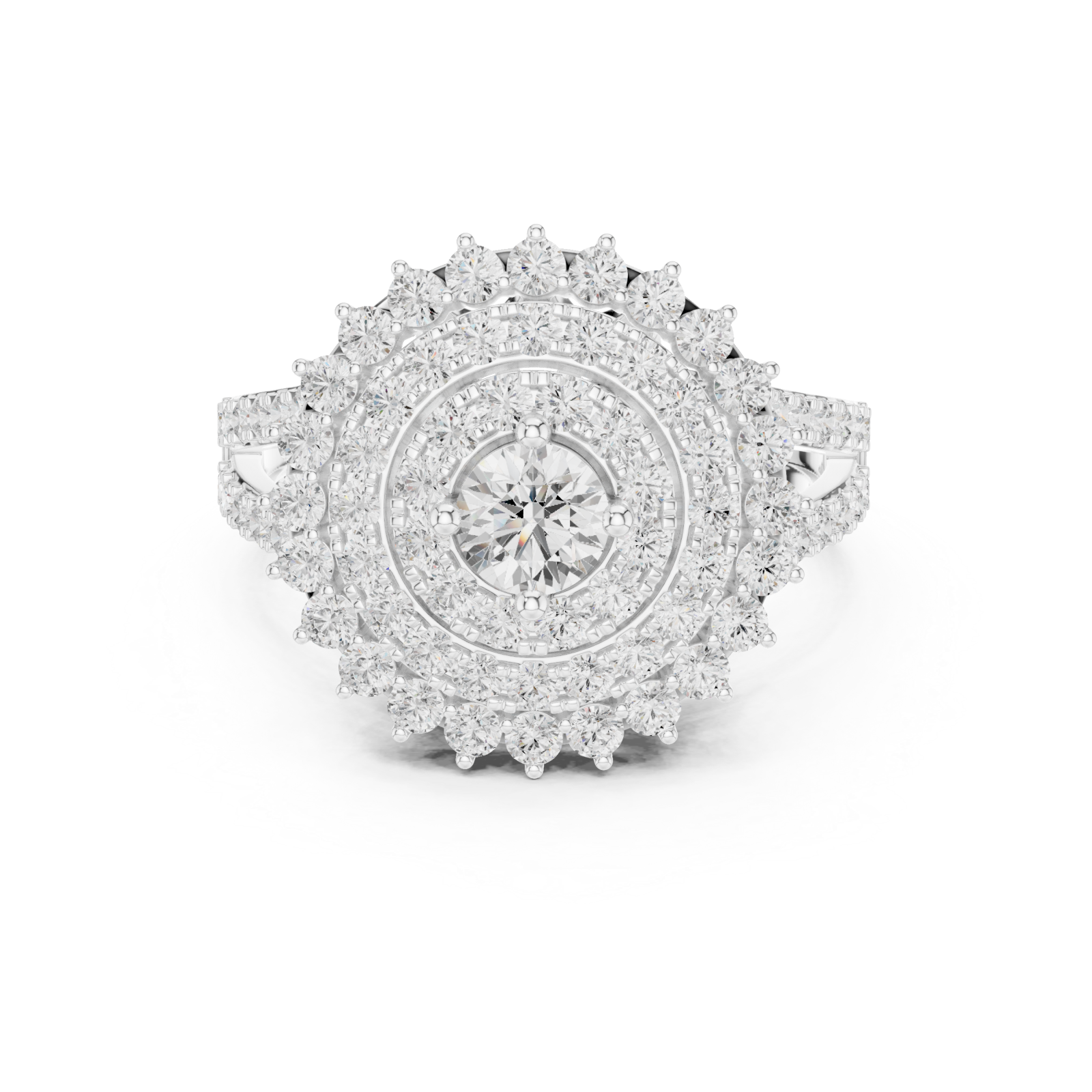  White Gold Celestial Halo Double Row Ring Front View