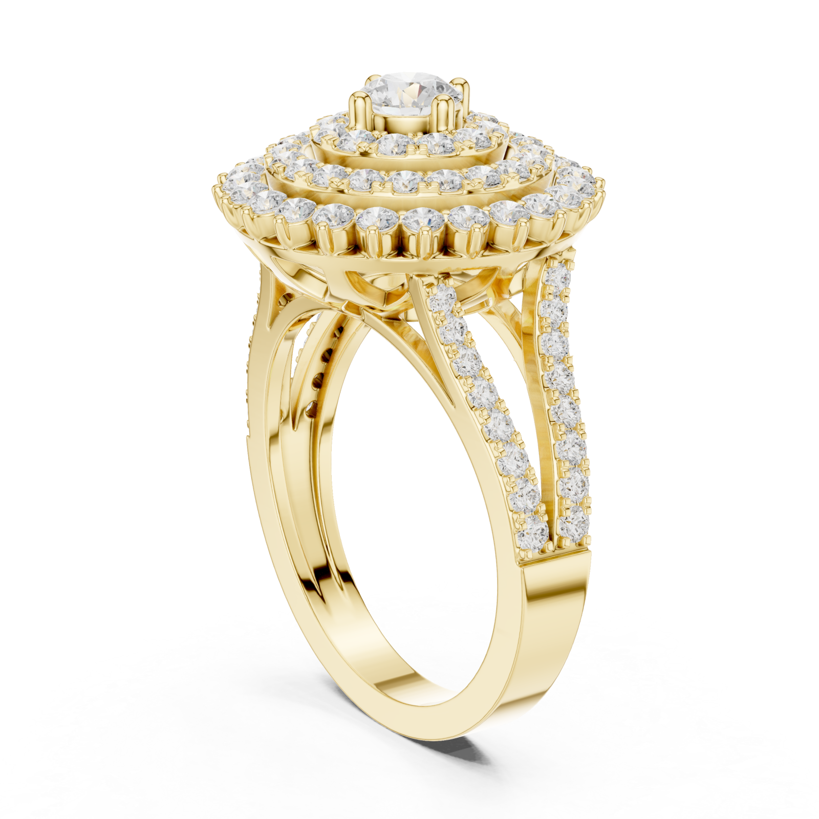  Gold Celestial Halo Double Row Ring Left View