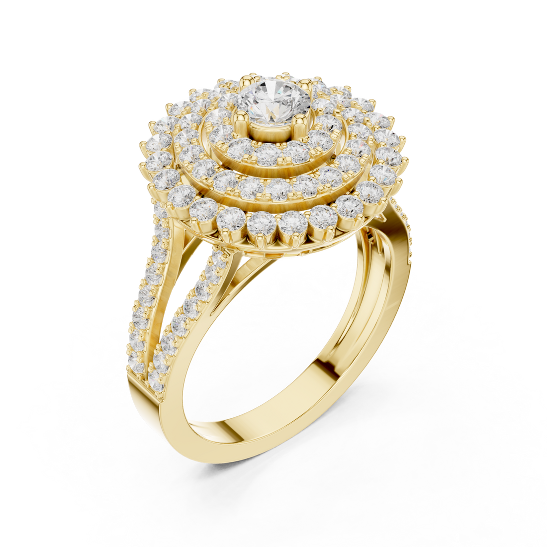 Gold Celestial Halo Double Row Ring Right View
