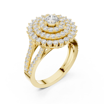 Gold Celestial Halo Double Row Ring Right View