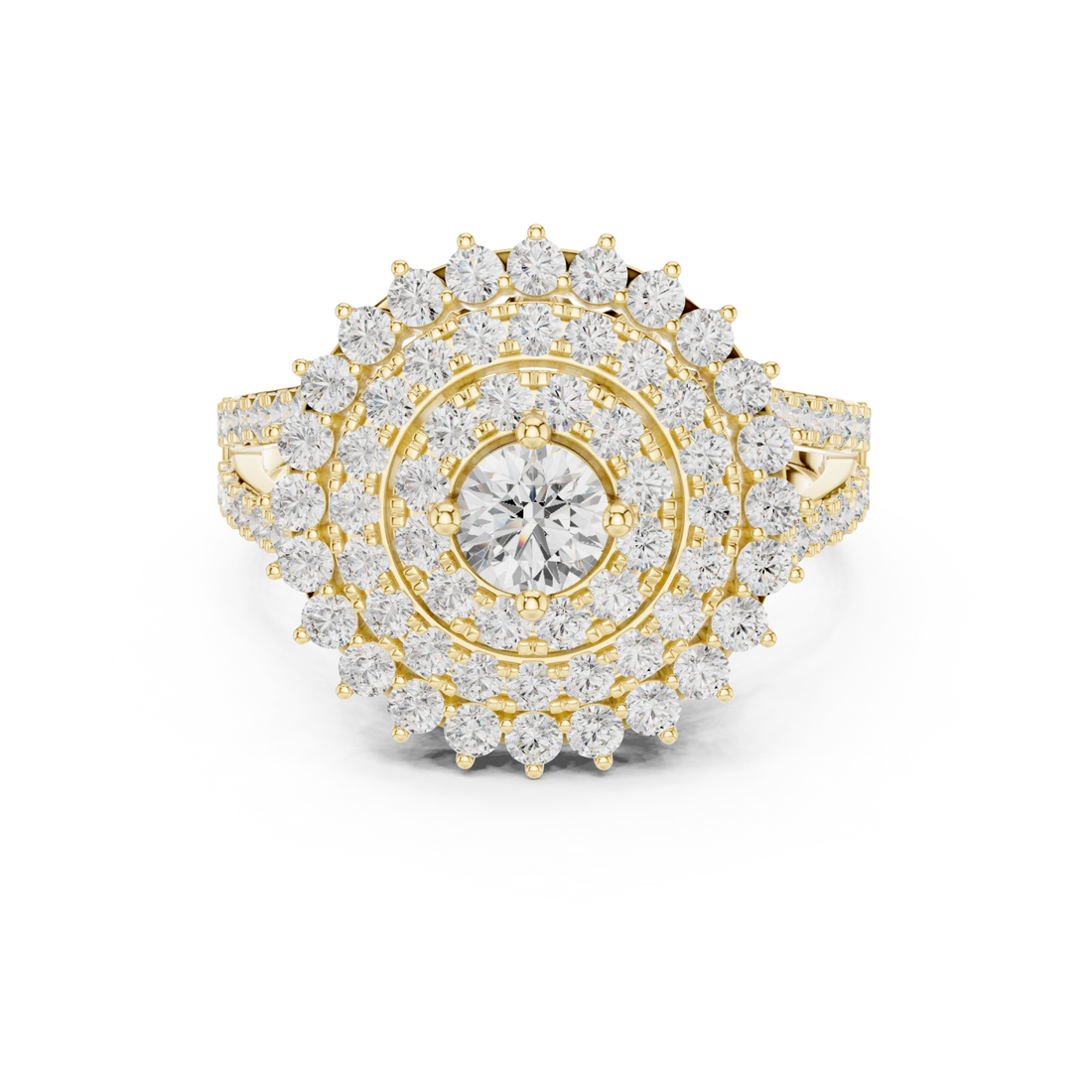 Gold Celestial Halo Double Row Ring Right View