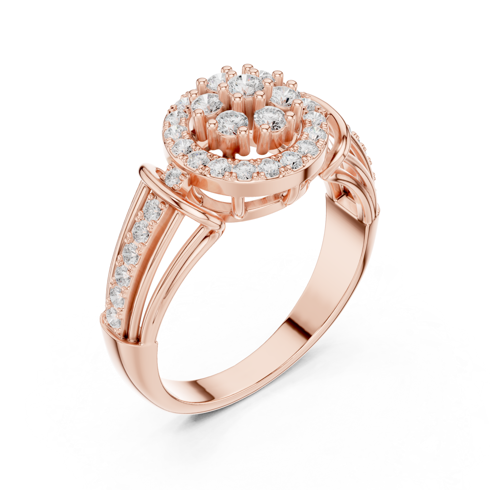  Rose Gold Sparkling Petal Embrace Designer Ring Right View