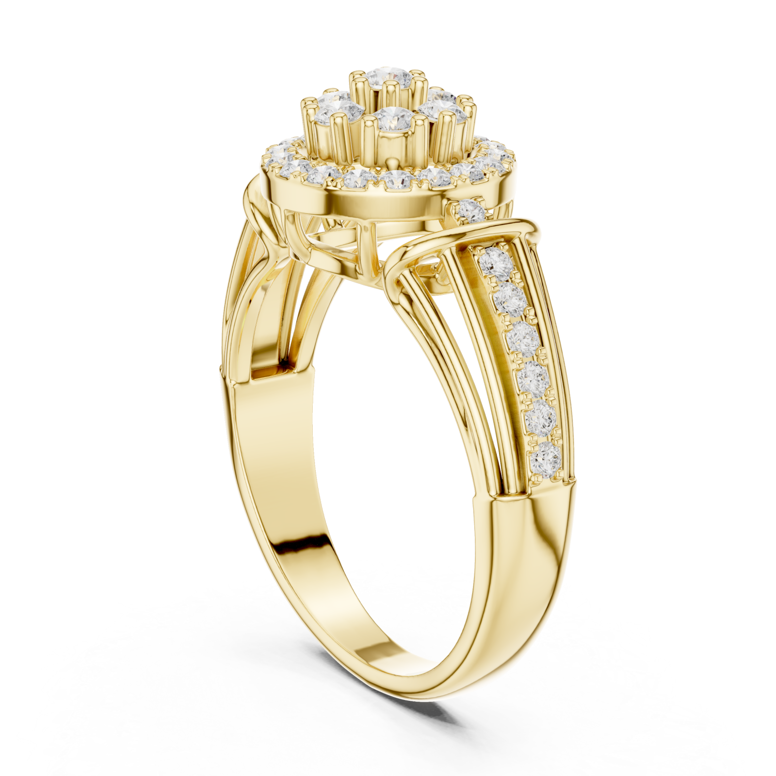  Gold Sparkling Petal Embrace Designer Ring Left View