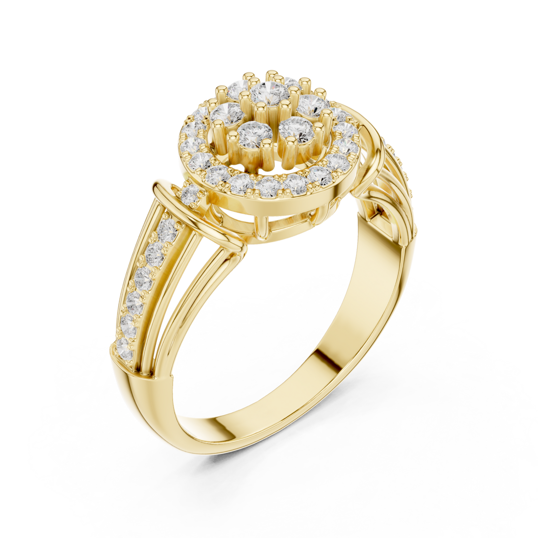Gold Sparkling Petal Embrace Designer Ring Right View