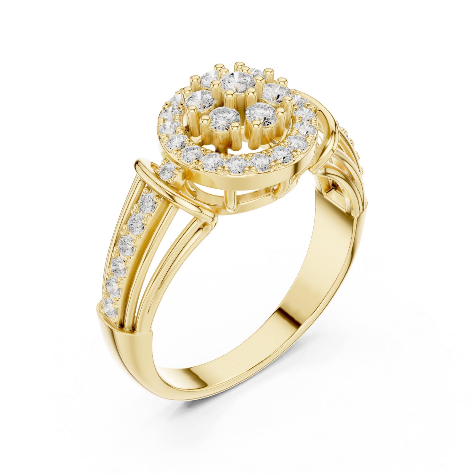 Gold Sparkling Petal Embrace Designer Ring Right View