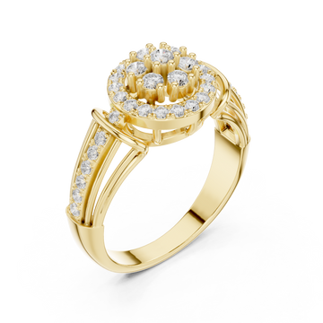 Gold Sparkling Petal Embrace Designer Ring Right View