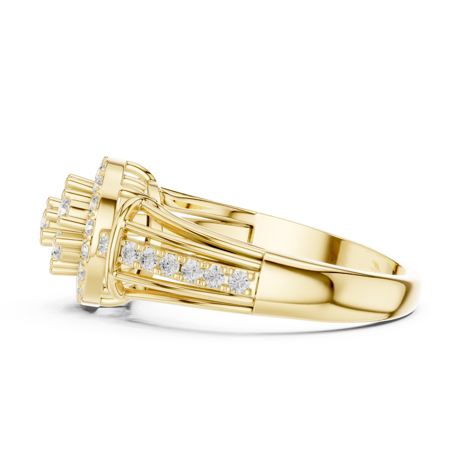  Gold Sparkling Petal Embrace Designer Ring Side View