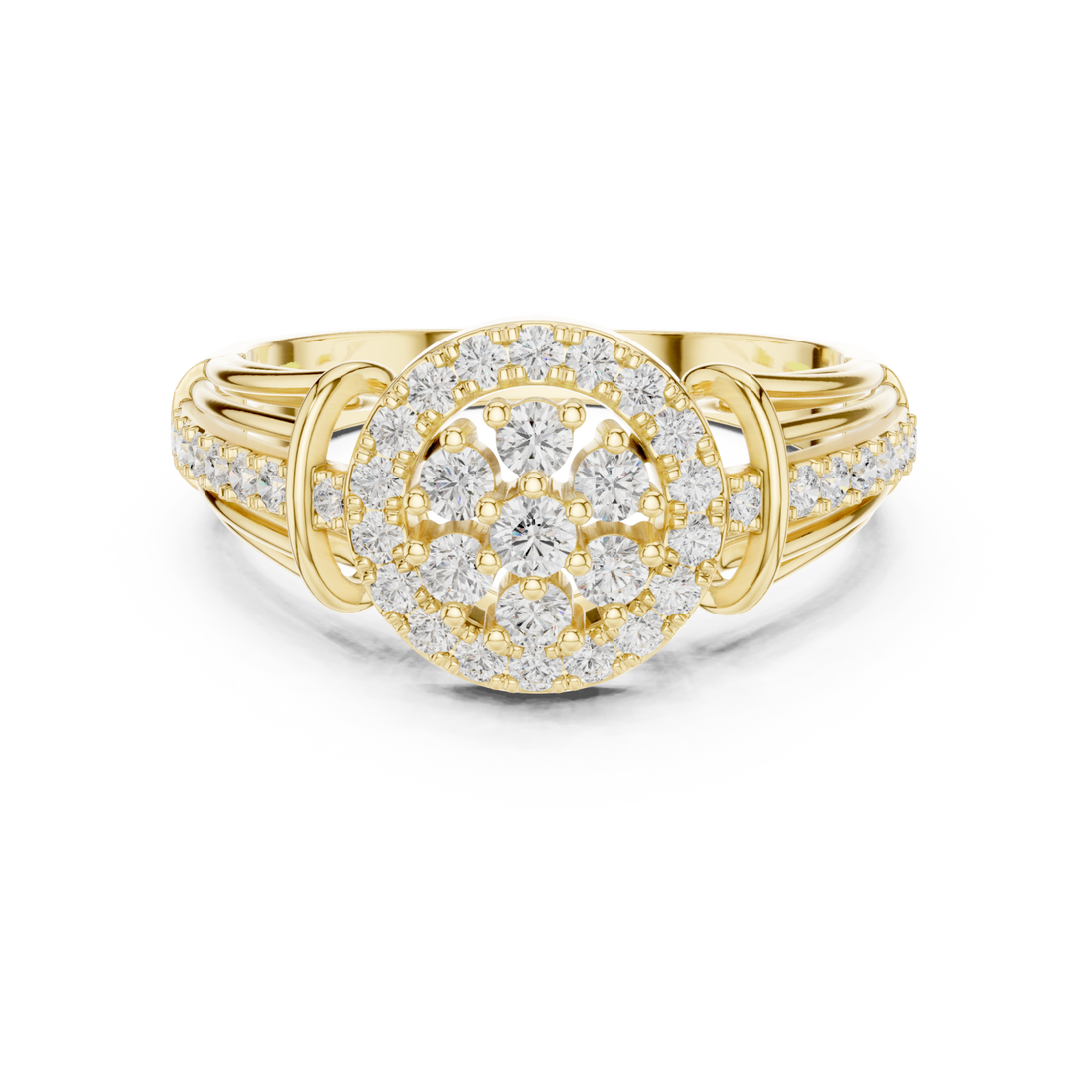 Gold Sparkling Petal Embrace Designer Ring Right View