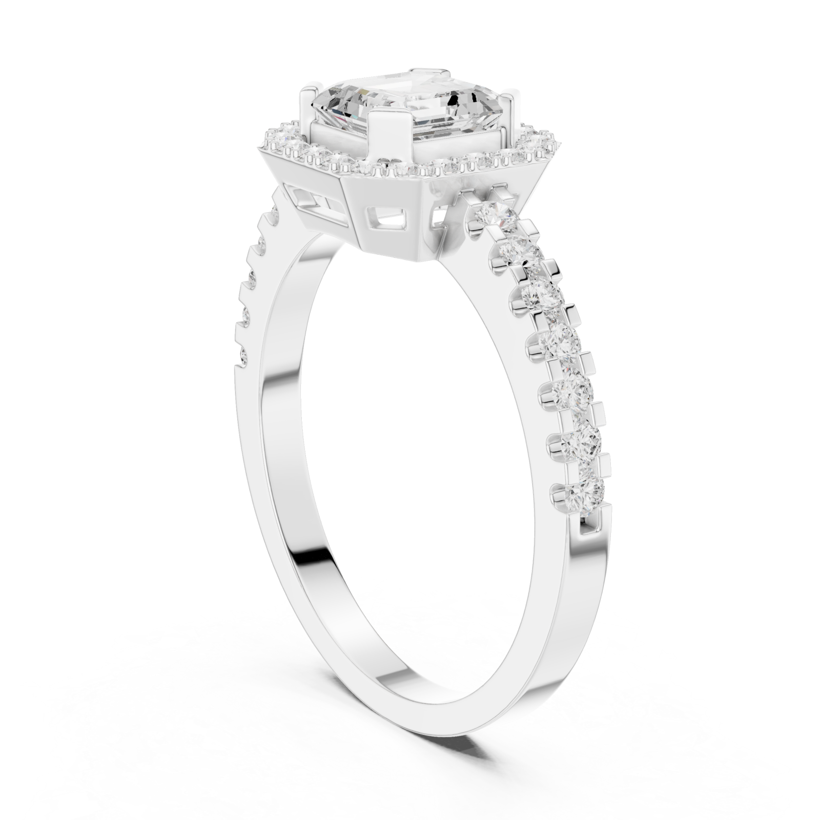  White Gold Luminous Solitaire Crown Embrace Band Left View