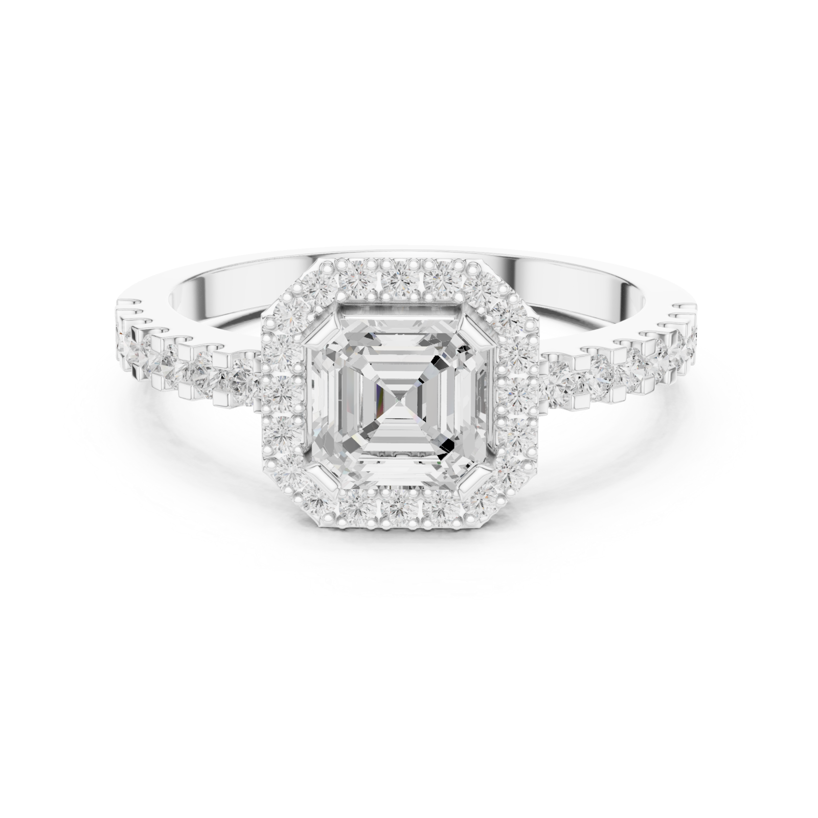  White Gold Luminous Solitaire Crown Embrace Band Front View