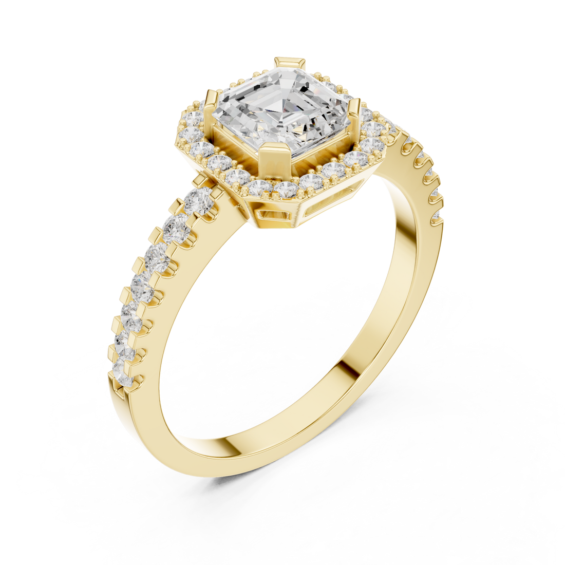 Gold Luminous Solitaire Crown Embrace Band Right View