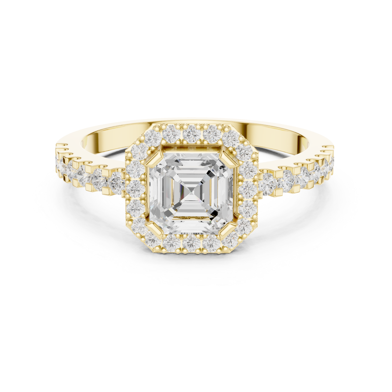  Gold Luminous Solitaire Crown Embrace Band Front View