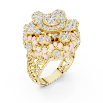 Gold Evelyn Petal Lattice Cluster Ring Right View