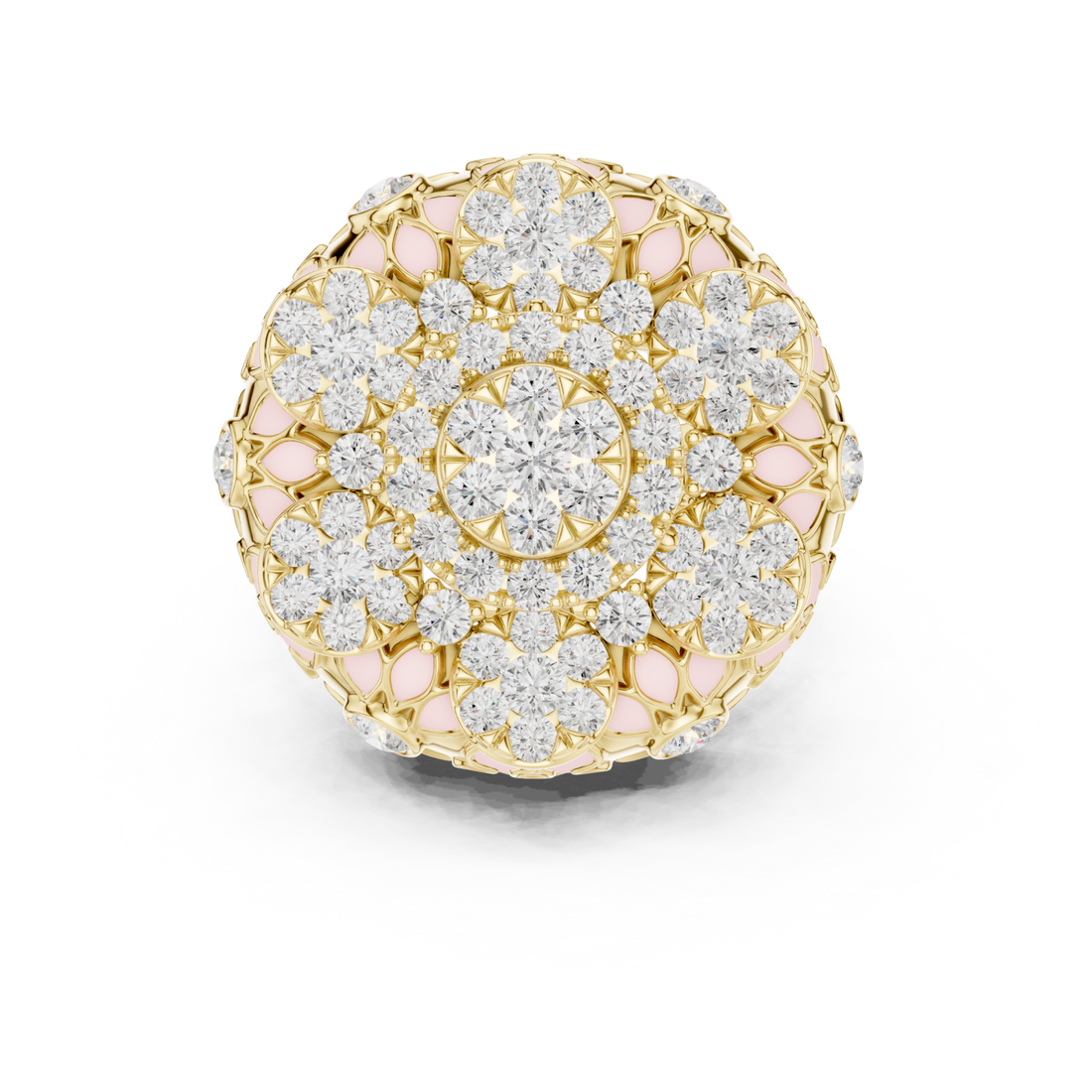 Gold Evelyn Petal Lattice Cluster Ring Right View