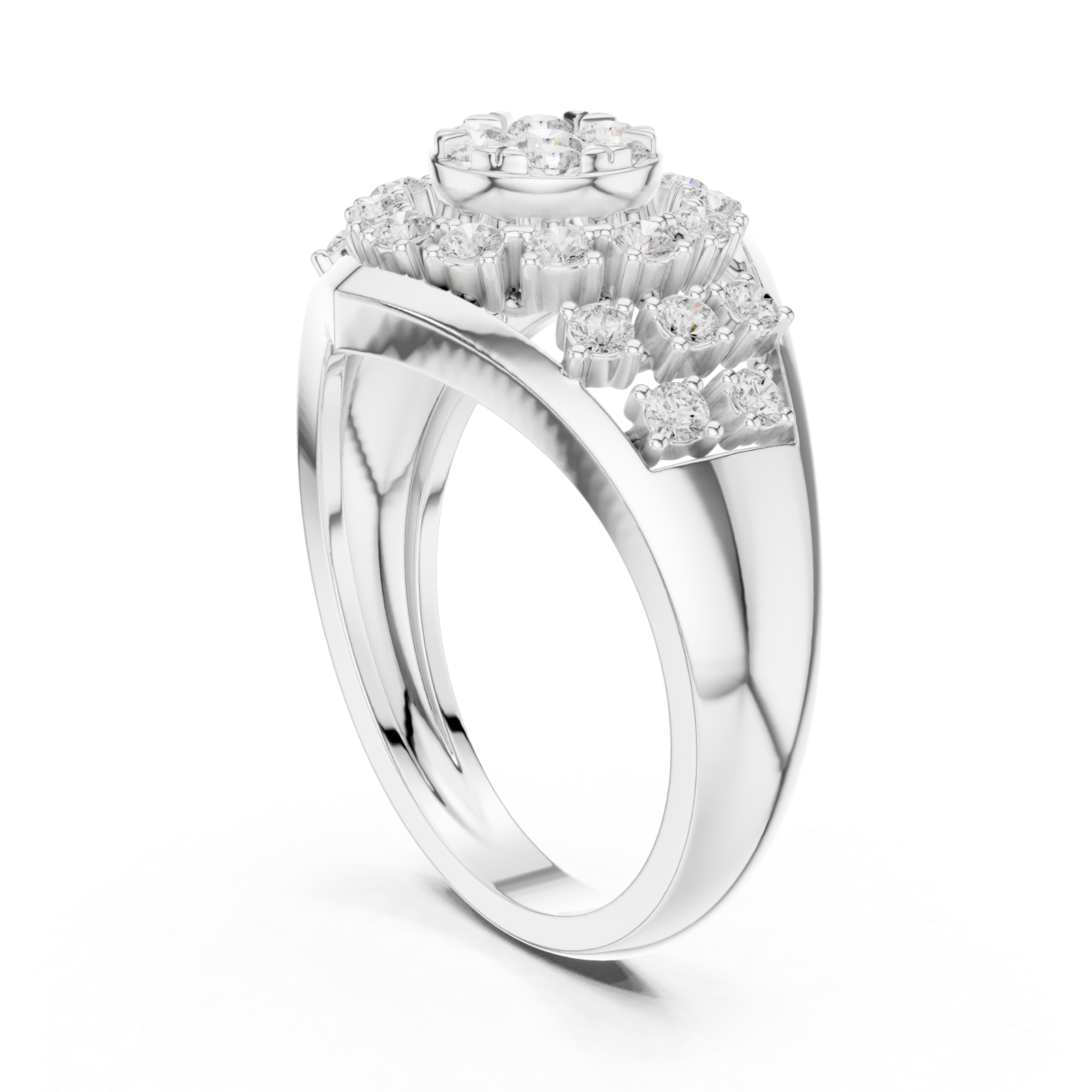  White Gold Radiant Sunbeam Statement Ring Left View