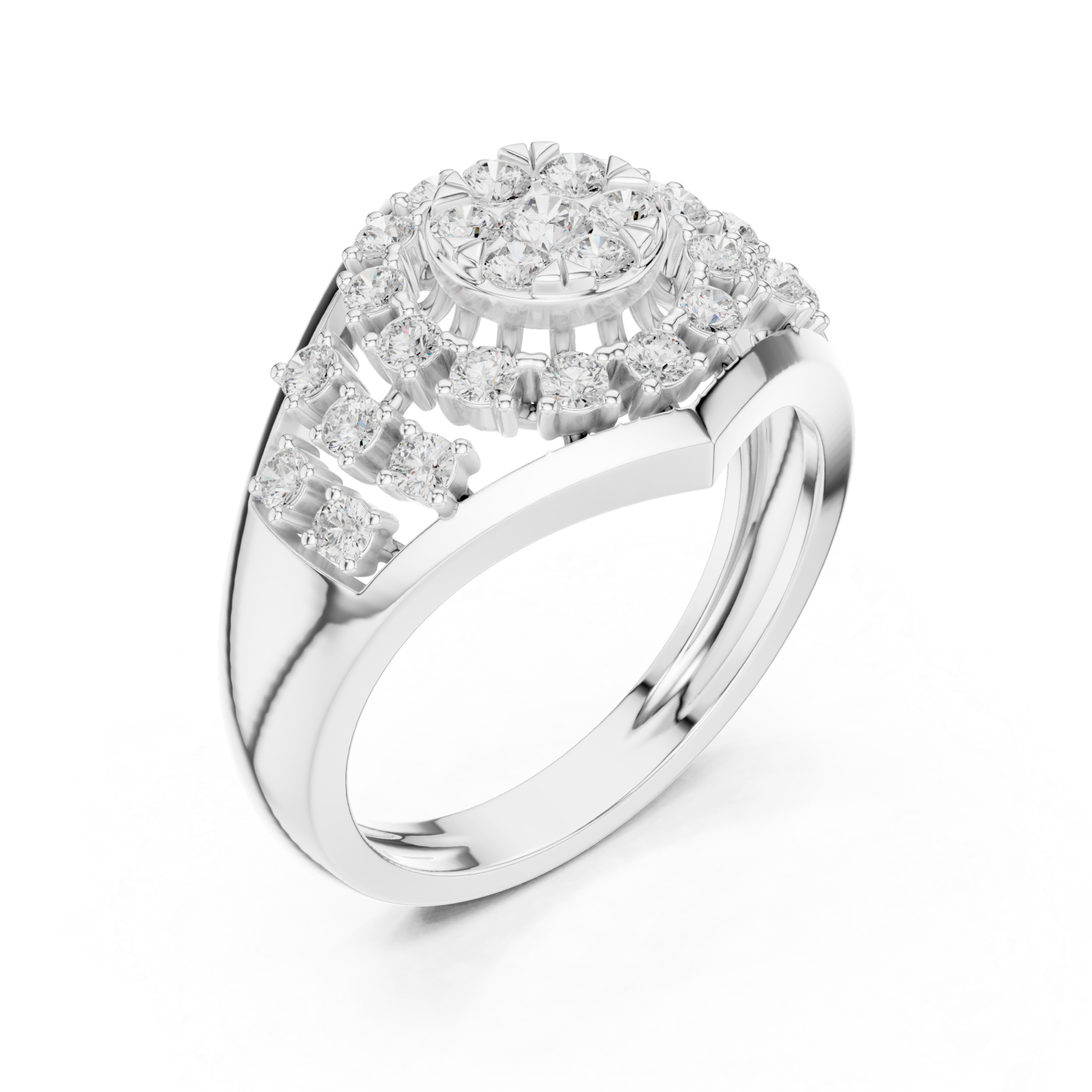  White Gold Radiant Sunbeam Statement Ring Right View